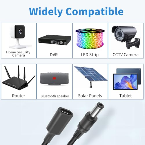 Cable adaptador USB C a CC de 3,5 mm x 1,35 mm para piano digital y CCTV, tipo C hembra (3 unidades) 6