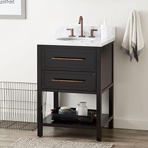 Signature Hardware 414629 Robertson 24" Wood Single Vanity Cabinet Only - Less Top - Black