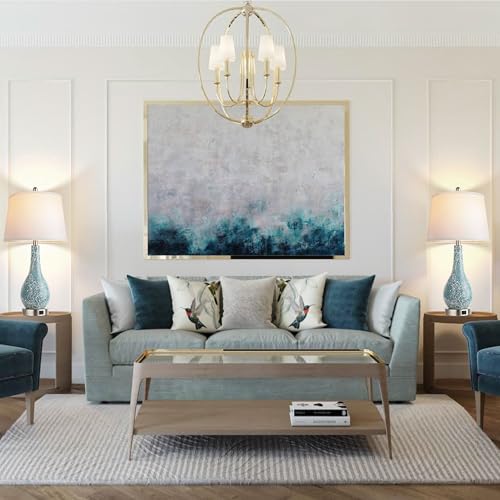 QiMH Blue Table Lamps for Bedroom Set of 2, Modern Bedside Lamp with USB A+C Ports, 26" Coastal Large Nightstand Lamp White Shade Living Room Lamps for Home Decor, LED Bulb Included - Image 3