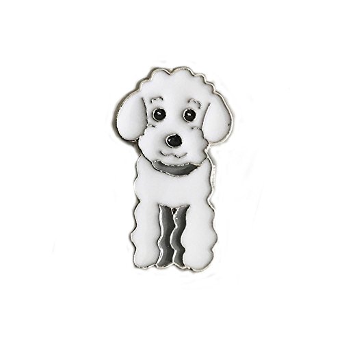 Lovely Pug Dog Brooch Pet Brooch Corsage Metal Pin Badge Dog ID Tags Christmas Birthday Gift 2PCS (White Poodle)