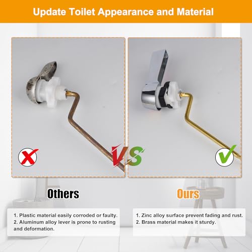 Hibbent Universal Metal Side Mount Toilet Handle Replacement Kit, Brass Toilet Flush Tank Lever with Stainless Steel Flapper Chains for Most Toilets, Chrome Finish by Hibbent - Image 5