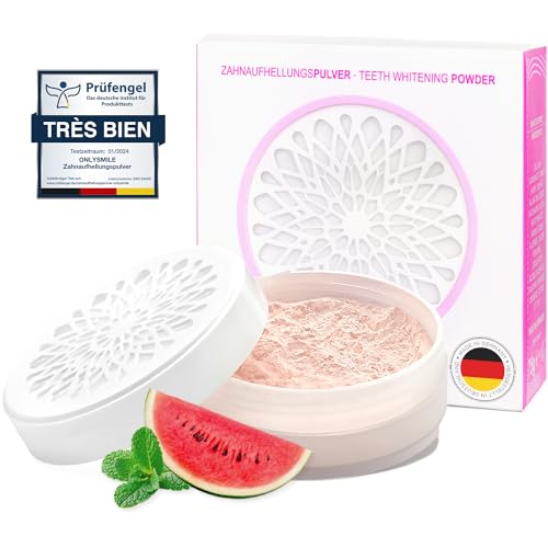 Poudre de blanchiment des dents Onlysmile pour dents blanches | Blanchiment dentaire professionnel | Effet nettoyant visible | Blanchisseur de dents sûr et indolore - Nettoyage cosmétique des dents