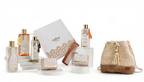 Ensemble cadeau femme – Coffret beauté Natus avec soins naturels + sac à main et accessoires faits main – Artisanat authentique marocain - Offre Spéciale - Livraison gratuite