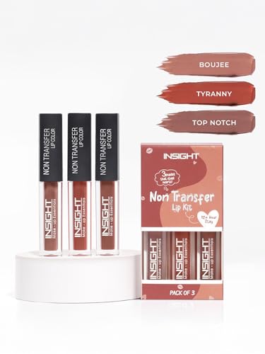 Image of INSIGHT Non Transfer Liquid Lipstick Kit - Nudes (Pack of 3) | Waterproof | Matte Finish | Transfer & Smudge Proof | Lightweight | 12 Hr Wear| Highly Pigmented 12 g