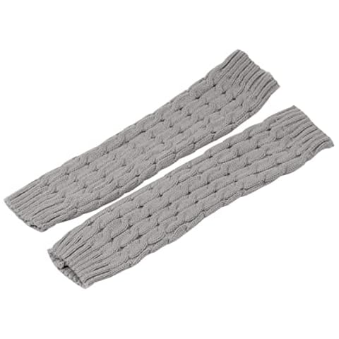 Ankle Leg Warmer Knitted Leg Cable Winter Knitted Crochet High Leg Sock Boot for Winter Light Grey, Knitted Leg Warmers, Winter Knit Crochet, High Leg Warmers Chunky, Ankle Knee Warmers Cover