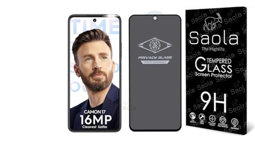 Image of Saola Ultra Privacy Tempered Glass For Tecno Camon 17 (PACK OF 1) with Free Installation Kit. Full screen Coverage. Free Replacement If Received Damaged - 6.6 inch