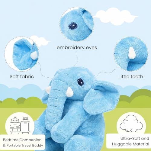Image of Soft Plush Elephant Toy Set for Kids Age 3+ Years - Cute Stuffed Animal Teddy, Cuddly Baby & Toddler Soft Toys, Gift for Boys & Girls (Colors May Vary)