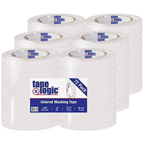 Image of Tape Logic (72 Pack General Purpose Colored Masking Tape, 1 /2 Inch x 60 Yards, White, for Home, Office, Arts, Crafts, DIY, Labeling and Coding
