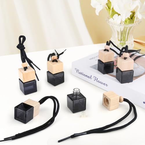 15-Pcs-Hanging-Car-Air-Freshener-Bottle-Empty-Car-Essential-Oil-Diffuser-Bottles-Pendant-Black-Glass-Perfume-Bottles-Aromatherapy-Fragrance-Bottle-Auto-Ornaments-Decor