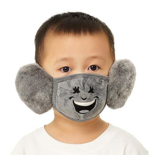 Kids Soft Plush Winter Face Mask with Ear Covers | Cold Protection for Boys & Girls (3–10 Years) | Pack of 1_Grey-image-28