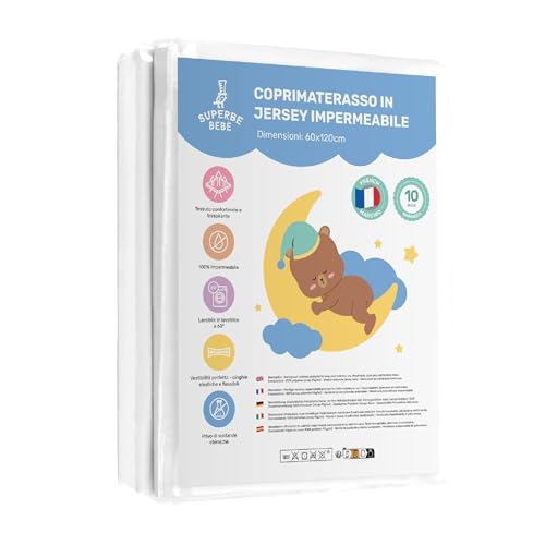 Coprimaterasso Impermeabile Lettino 60x120 - Protettore Per Materasso Per Bambini - Coprimaterasso...