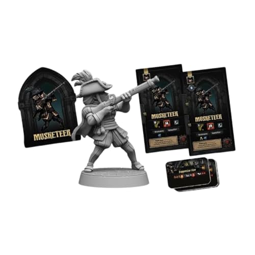 Image of Mythic Games Darkest Dungeon Board Game Accessories Bundle: 2 Musketeer Box (1 Painted and 1 Unpainted), 2 Sets of Heroic Protection from Darkness Sleeves, and Darkest Organizer (5 Items)