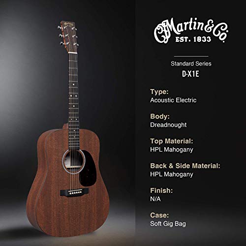 Martin Guitar X Series D-X1E Acoustic-Electric Guitar With Gig Bag, Koa Pattern High-Pressure Laminate, D-14 Fret, Performing Artist Neck Shape #TOP4