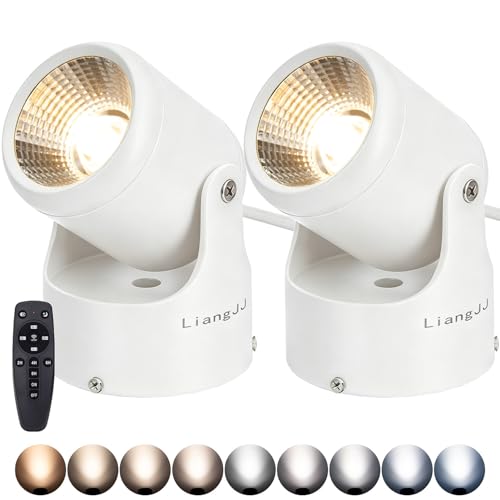 Image of Stepless Adjustable Color Temperature and Dimmable Uplights Indoor | 2Pack 12w Uplighting with Timer and Remote, 6000K Floor Can Light & Spot Lights for Corner, Accent, Plant, Artwork, Wall