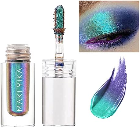 MAKI YIKA Glitter Liquid Eyeshadow, Chameleon Metallic Eyeshadow Insane MultiColor Shifter, Highly Pigmented, Longer-Lasting With No Creasing Multichrome Holographic Eye Looks (#6 Aurora)