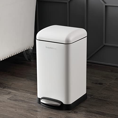Image of happimess Betty Retro Mini 3.2 Gal Step Trash Can, Cotton White