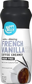 Amazon Brand - Happy Belly Powdered Non-dairy French Vanilla Coffee Creamer (Sugar-Free), 10.2 Ounce