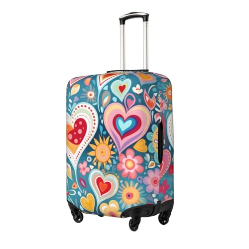 Suitcase Covers for Luggage, Luggage Cover Protector Fits 18-32 Inch Luggages (Love Heart Sunflower, S)2