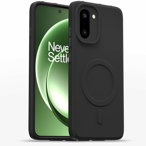 Image of Outlouders Back Cover for OnePlus 15R 5G Soft Matte Silicone| Mag-Safe Logo (Not Mag-Safe Compatible) | Camera Protection | Slim Shockproof Bumper Case (Black)