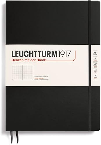 Miniatura 35 de LEUCHTTURM1917 - Cuaderno de tapa dura Master Slim A4+ - 123 páginas numeradas para escritura y diario (negro, a rayas)