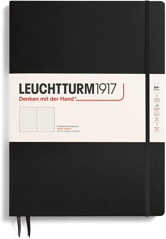 Leuchtturm1917 321149 Carnet master slim A4+ Pointillé 121 pages numérotées Noir