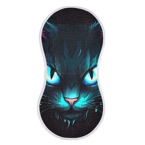 Blue Neon Cat Eye Baby Burp Cloths, Cotton Soft Absorbent Burp Cloth, Baby Bib Cloths Spit Up Rags for Newborn Boys Girls, 1 Pack, 22”x11”