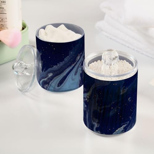 Boîtes de rangement pour cotons-tiges Qtip (Lot de 4) en bleu marine élégant