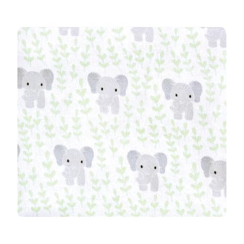 Image of Hudson Baby Unisex Baby Cotton Flannel Receiving Blankets 4-Pack, Leafy Elephant, One Size