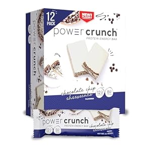 Power Crunch Protein Wafer Bars, High Protein Snacks with Delicious Taste, Chocolate Chip Cheesecake, 1.4 Ounce (12 Count)