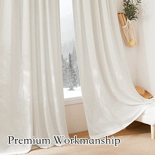 Ryb Home USRYBTRP42SD2-5290V19 Flax Linen Blend Curtains - Light Filtering Rich Linen Semi Sheer Airy Breathable Window Treatments Soften Sunlight For Farmhouse Living Room Dining Door, Linen, W 52 X L 90 Inch, 2 Panels thumb #4