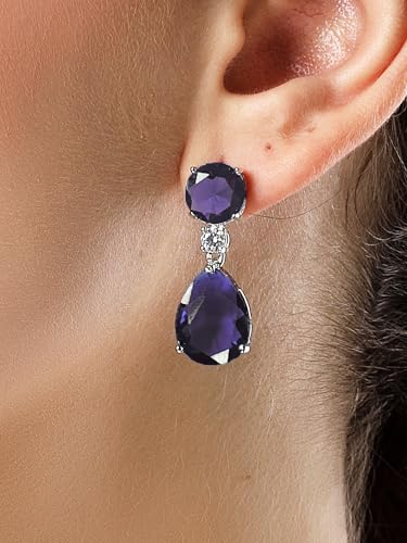 Image of Karatcart Silver Tone Green American Diamond Drop Earrings for Women