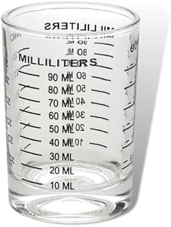 Crethink 1Pieces Shot Glasses Measuring Cup,90ml Glass Mini Measures,Round Heavy Base Measuring Glass,Liquid Heavy High Espresso Glass Espresso Shot Glasses Measuring Cup (Black Line)