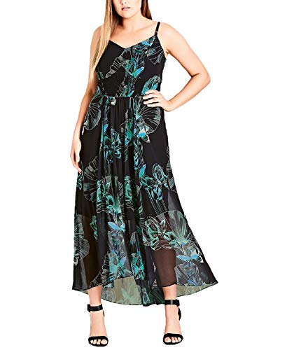 City Chic $119 Womens Black Floral Print Sleeveless Maxi Dress 18W Plus B+B  at Amazon Women's Clothing store