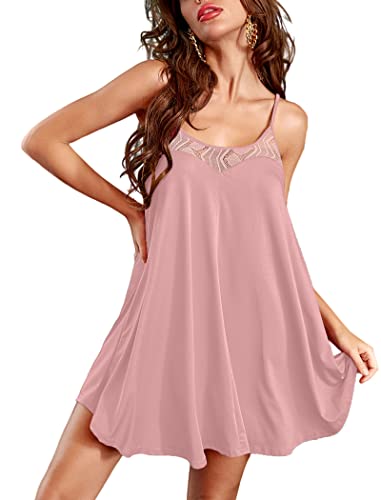 Image of Ekouaer Sexy Night Gowns Lace Nightgowns for Women Sleeveless Sleepwear Babydoll Nighty Plus Size Night Dress