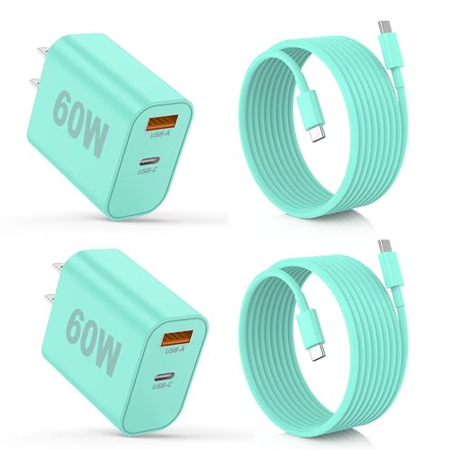 iPhone 17/16/15 Pro/Pro Max Charger, Dual Port USB-C Wall Charger with PD 40W & QC 20W Fast Charging, 10FT USB-C Cable for iPhone, iPad Pro, MacBook M1/M2/M3, Android (Green, 10 FT) - image 1