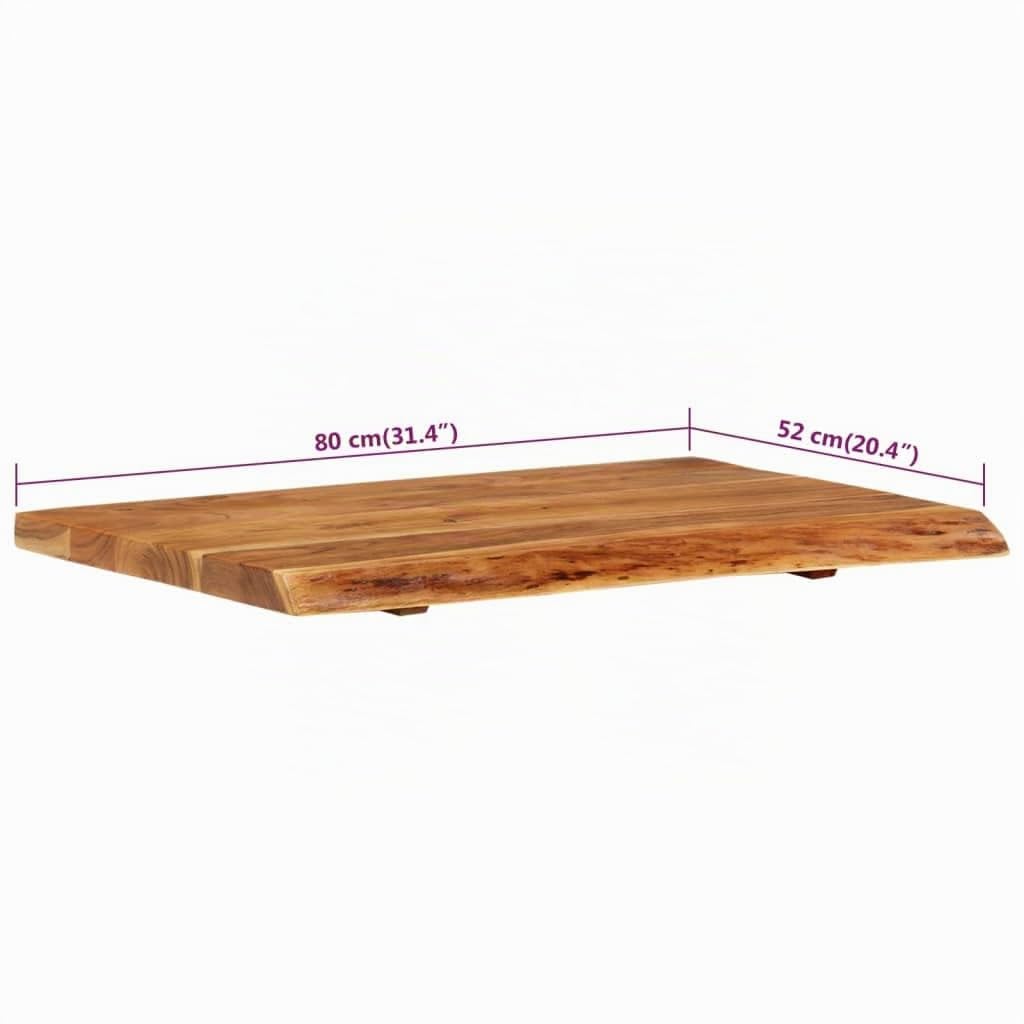 vidaXL Akazienholz Massiv Waschtischplatte Badezimmer Waschtisch Waschtischkonsole Platte Holzplatte für Aufsatzbecken Badmöbel Baumkante 80x52x3,8cm
