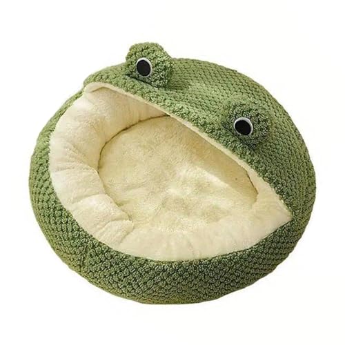Cuccia per cani di piccola taglia, semi-chiusa, calmante, soffice, anti ansia, cuccia per cani piccola adorabile rana, comoda cuccia traspirante in peluche per gatti, materasso caldo per interni, 40 x