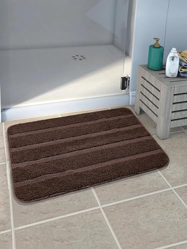 Saral Home Microfiber Soft Anti Slip Water Absorbent Door Mat | Bath Mat with Rubber Bottom | Soft & Super Absorbent Mats for Shower | Quick-Drying Mats for Kitchen Bathroom|Set of 2(Brown, 50X80 CM)