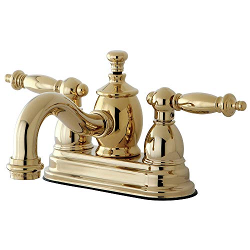 Exclusive Special Kingston Brass KS7102TL Templeton 4" Centerset Bathroom Faucet, 4-15/16 inch in Spout Reach, Polished Brass
