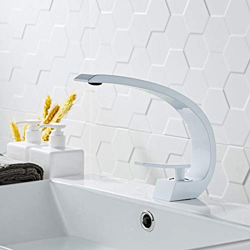 Mitigeur monotrou de lavabo en laiton blanc haute qualité pour vasque - 5
