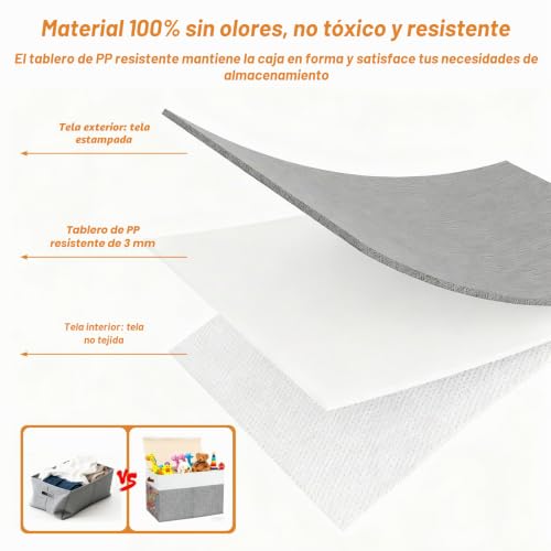 Gran caja de almacenamiento plegable para niños con divisor extraíble y asas contenedor gris 7