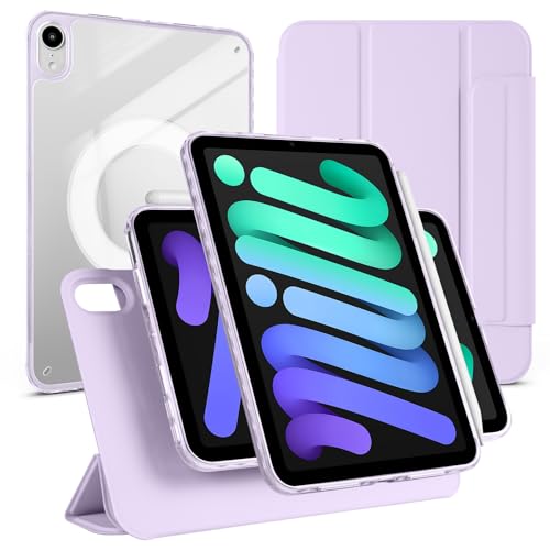 Coque magnétique amovible pour iPad Air 5e/4e génération (2022/2020) 10,9"/Pro 11" 2022, résistant aux chocs, dos en forme de portrait ou paysage, avec fonction veille/réveil automatique, violet clair