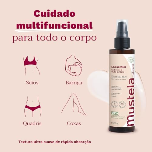 Mustela L’Essentiel Loção Corporal Multifuncional 200ml – Melhora Elasticidade, Firmeza, Previne e C