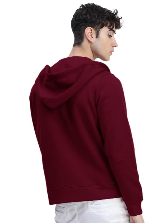 Image of LAZYCHUNKS Men's Cotton Blend Zipper Hooded Sweatshirt | Full Sleeve Hooded Neck Jacket | Regular Fit with Kangaroo Pocket | Stylish Winter Wear for Men