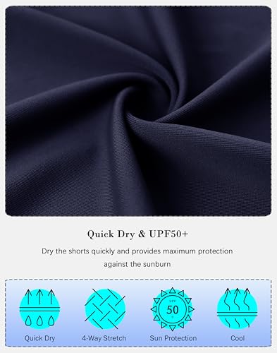 Image of SANTINY Women's High Waisted Swim Shorts with Pockets UPF50+ Long Board Swimming Shorts for Women with Liner