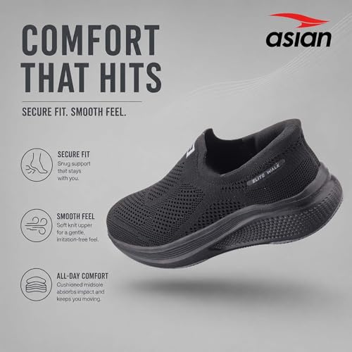 Image of ASIAN Wonderwalk Pro-01 Men's Premium Walking Shoes with Lightweight Knit Design | Soft Cushion Comfort, High-Grip Outsole, Breathable Knit and Supportive Daily Walk Performance