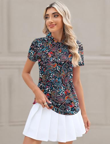 Image of TFSDOD Womens Golf Polo Shirts Collared Short Sleeve T Shirt Lightweight Moisture Wicking Polo Casual 3 Buttons Outfits