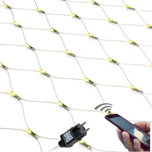 Gresonic 100/160/240/320er LED Lichternetz Lichtervorhang Lichterkette Warmweiß Deko Leuchte Innen und Außen Weihnachten Hochzeit mit Stecker (160LED, Blink-Modi mit App Steuerung)