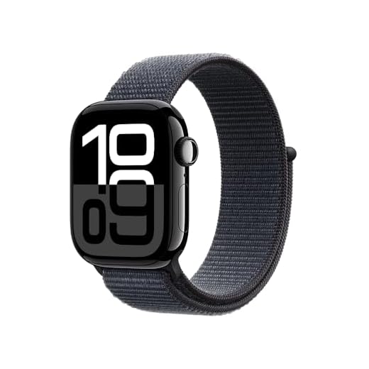 Apple Watch Series 10 [GPS 42mm] Smartwatch with Jet Black Aluminium Case with Ink Sport Loop. Fitness Tracker, ECG App, Always-On Retina Display, Water-Resistant
