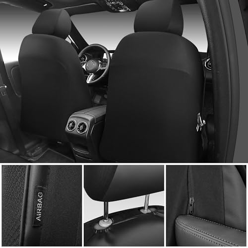 Image of CAR PASS 3D Foam Mesh Leather Car Seat Covers Front Seats, Leather Mesh Front Seat Covers for Car,Breathable Universal Fit for SUV Truck Sedan Van Automotive, Armrest Airbag Compatible,Black